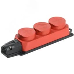 РБ33-1-0м Розетка трехместная ОМЕГА IP44 красная