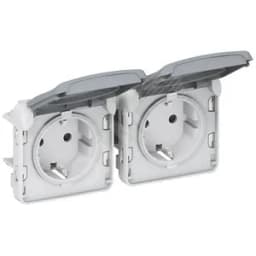 Розетка 2х2К+З - горизонтальная - немецкий стандарт - Программа Plexo - серый - 16 A - 250 В 069576 Legrand Euro