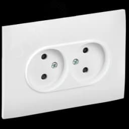 SKANDY Розетка 2-местная без заземления с защитными шторками 10А в сборе SK-R09W арктический белый IEK