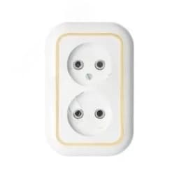 Валентина Розетка 2 поста скрытая белый/ золото РС10-393