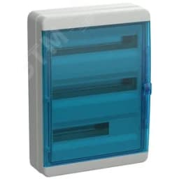 Корпус пластиковый навесной на 54 модуля КМПн-54 IP65 TEKFOR синяя прозрачная дверь IEK