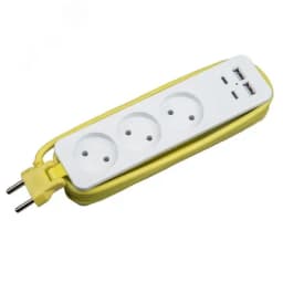 Удлинитель серии Travel шнур 1,8м 3 гнездa 10A без заземления 2USB+2TYPE C 3,1A Белый с салатовым ТМ Uniel S-CT3-1,8UC WHITE/GREEN