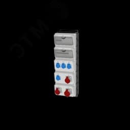 Комбинация розеток , Вход М40, клеммы, УЗО 4P/63A/30mA, 2xCEE16A5p, 1xCEE32A5p, 4xSchuko16A, IP44. 00-00033756 AlpenBox