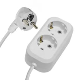 Удлинитель двухместный с/з 3x0,75, 3м, Home, белый, FERON