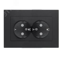 Розетка двухместная UNIVersal серия Афина с/з, з/ш, с/у, 16А, 220В, графит (еврослот), механизм