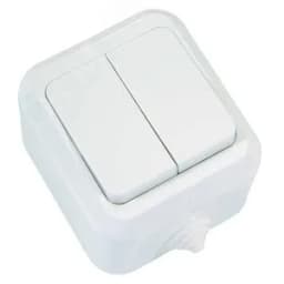 Выключатель двухклавишный белый брызгозащищенный IP44 Makel