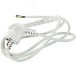 Шнур сетевой с вилкой U-3x1,5-2m-W с заземлением 2м ПВС 3x1,5мм2 белый Б0048706 ЭРА