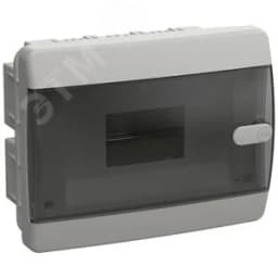 Корпус пластиковый встраиваемый на 8 модулей ЩРВ-П-8 IP41 UNION Compact черная прозрачная дверь