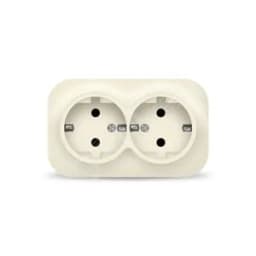 Розетка двухместная серия IONICH, с/з, о/у, 16А, 220В, слоновая кость (ivory)