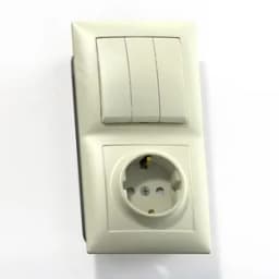 СЕЛЕНА Блок Выключатель 3 клавишный 10А/ розетка с заземлением со шторками 16А БКВР-416 скрытый слоновая кость Кунцево