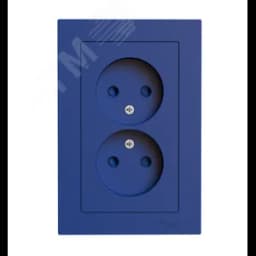 ATLASDESIGN РОЗЕТКА двойная без заземления со шторками,16А, в сборе, АКВАМАРИН