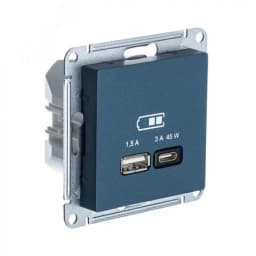 ATLASDESIGN USB РОЗЕТКА A + тип-C 45W высокоскор.заряд. QC,PD, механизм, ИЗУМРУД Systeme Electric