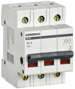 Выключатель нагрузки (мини-рубильник) 3п 63А ВН-32 GENERICA MNV15-3-063