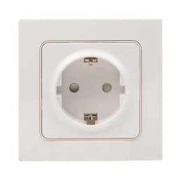 Стокгольм Розетка 1-местная с/з 16А автоматические клеммы белая с защ. штор. EKF PROxima