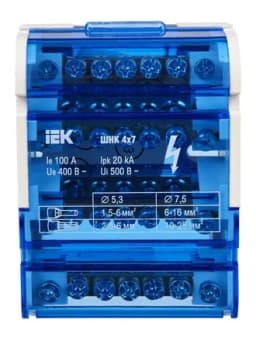 Шина на DIN-рейку в корпусе (кросс-модуль) ШНК 4х7 3L+PEN IEK YND10-4-07-100