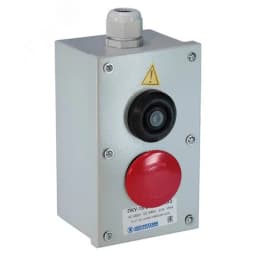 Пост управления ПКУ-15-21.121-54У2 (1хКЕ081/2(1з+1р) черная + 1хКЕ141/2(1з+1р) красная, гриб с фиксацией + PG-19)