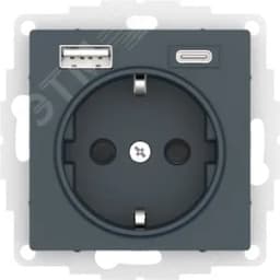 ATLASDESIGN РОЗЕТКА 16А c 2 USB A+C, 5В/2,4А/3,0А, 2х5В/1,5А, механизм, ИЗУМРУД Systeme Electric