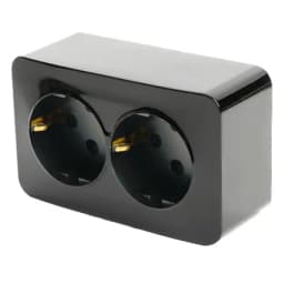 Розетка 2местная сз открытой установки STEKKER 250В 16А IP20 серия София черный MST161202 49316