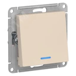Переключатель одноклавишный ATLASDESIGN с подсветкой схема 6а 10АХ механизам бежевый