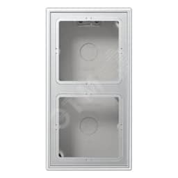 Коробка для накладного монтажа с негорючим основанием 2-я для горизонтальной/вертикальной установки в комплекте с рамкой для установки устройств и накладок серии LS990 Материал- лакированный дуропласт Цвет- алюминий