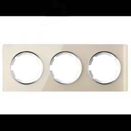 Рамка горизонтальная стеклянная тройная, цвет бежевый 2234931 ССТ