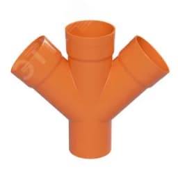 Соединение для четырех двустенных труб D=1четырех0 мм четырех5 градусов полипропилен