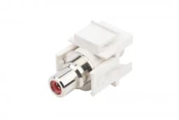 Вставка формата Keystone Jack с проходным адаптером RCA (красный) Hyperline KJ1-RCA/RD-D-WH