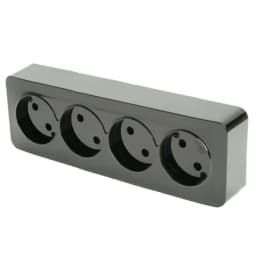 Розетка 4местная бз открытой установки STEKKER 250В 10А IP20 серия София черный матовый MST101405 49504