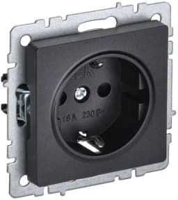 Розетка BRITE РС11-1-0-БрЧ 16А с заземл. без защ. шторки механизм черн. IEK BR-R11-16-K02