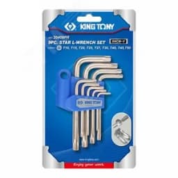 Набор Г-образных TORX, T10-T50, короткие с отверстием, 9 предметов