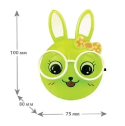 Светильник светодиодный NL-241 «Зайцы очкарики» 220В ночник с выкл. зел. Camelion 13816