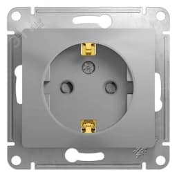 GLOSSA Розетка с заземлением со шторками в рамку алюминий