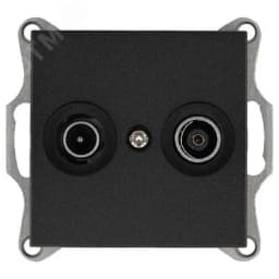 Розетка TV+FM9.5 мм оконечная с накладкой, цвет Антрацит Jasmart