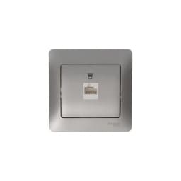 Розетка компьютерная 1-м Glossa RJ45 кат.5E механизм платина SE GSL001281K