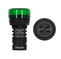Лампа коммутационная ADDS ЛК-22 d22мм 220В AC/DC зел. LED DEKraft 25118DEK