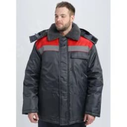 Куртка зимняя Бригада NEW (тк.Оксфорд), т.серый/красный 48-50 194-200