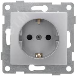 Розетка однопостовая Bravo с/з с з/ш, механизм, 16А, 250В, серебро GUSI Electric