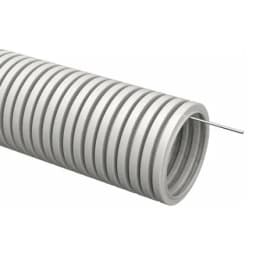 Труба гофрированная ПВХ d25мм с протяжкой сер. (уп.50м) TOKOV ELECTRIC TKE-TG/P-25-C06/50