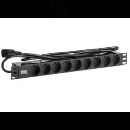 Блок розеток PDU 9 розеток шнур 2 метравилка IEC 320 C14. профиль из ПВХ. Черный ITK