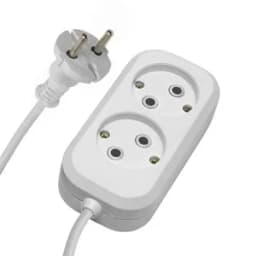 Удлинитель двухместный б/з 2x0,75, 5м, Home, белый, FERON