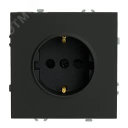 Розетка 1-местная с защитной шторкой с/з (механизм), 250В, 16А, серия Эмили,,черный уголь, soft touc
