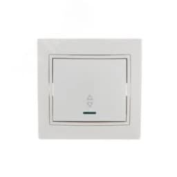 Мира Выключатель 1клавишный проходной с подсветкойбелой вставкой