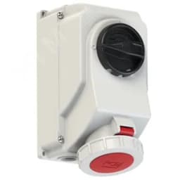 Розетка настенная 32А/400V/3P+N+E/IP67, с выключателем и блокировкой
