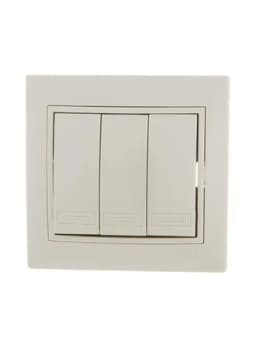 Выключатель 3-кл. СП Mira 10А IP20 со вставкой крем. LEZARD 701-0303-109
