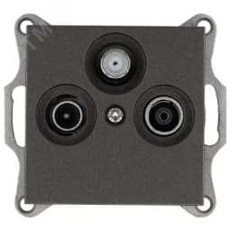 Розетка TV+FM+SAT9.5 мм проходная с накладкой, цвет Мокко