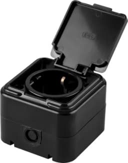 Розетка STEKKER PST162144 с заземляющим контактом пластик АВС 250В 16А IP44 черная RA 16211Ч 32741