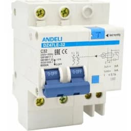 Выключатель автоматический дифференциальный АВДТ 2P 10A 30mA AC х-ка с 6кА DZ47le-32