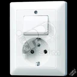 Розетка штепсельная SCHUKO 16A 250V с универсальным выключателем слоновая кость