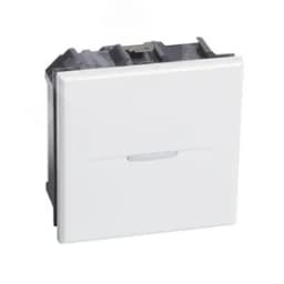 Axolute. Кнопка аксиальная одноклавишный 10А 250В. Винтовые клеммы. 2 модуля. Цвет Белый