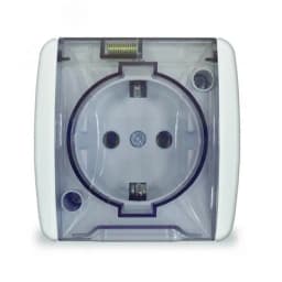 Розетка с заземлением с крышкой наружная Клио 16А IP44 белая UNIVersal